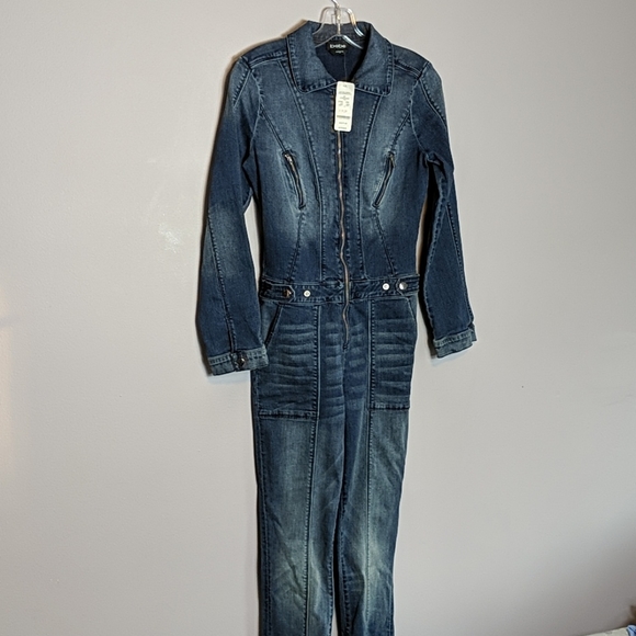 bebe jean jumpsuit